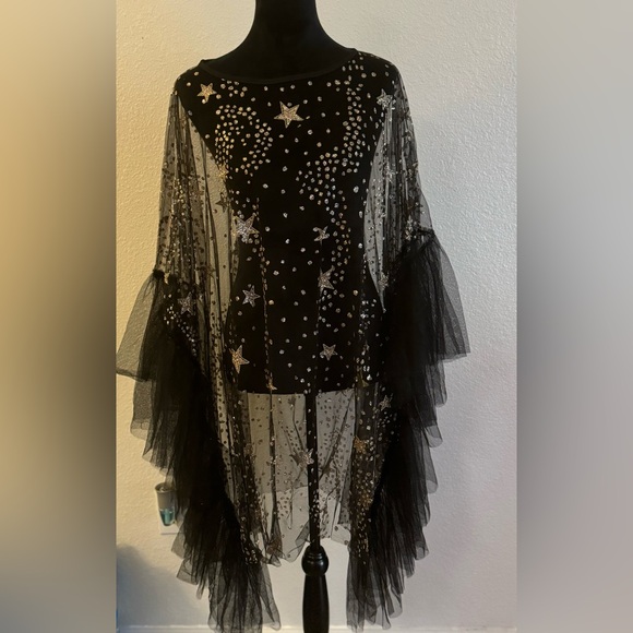 Black Starry Mesh Dress - Picture 2 of 4